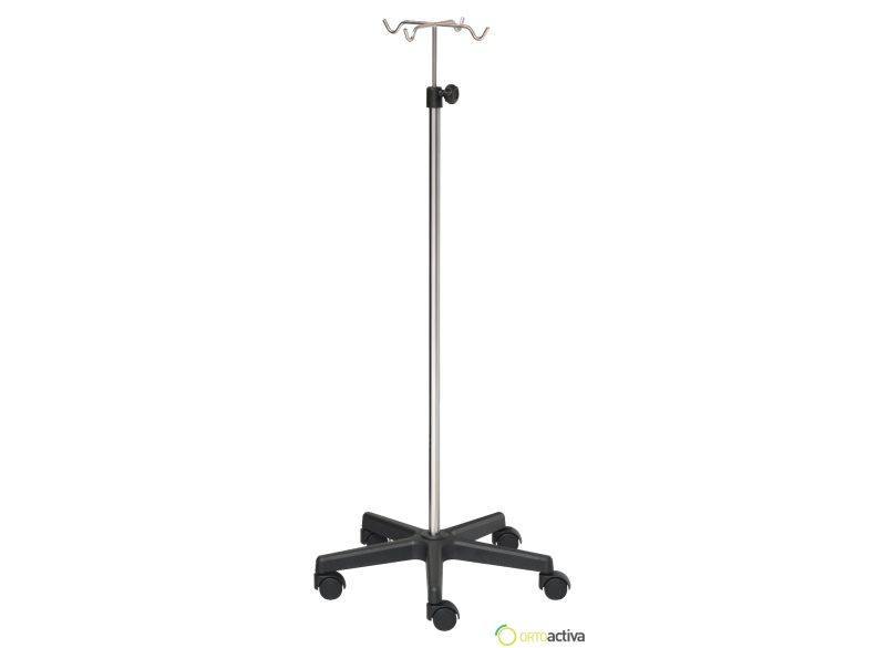 SOPORTE DE SUEROS ACERO CROMADO PEANA PVC 4 COLGADORES REF. 22399