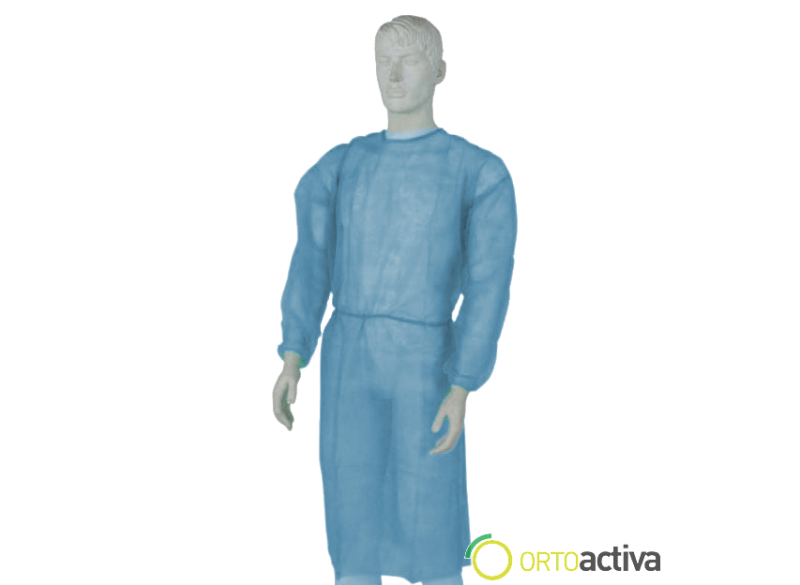 (AGOTAR)  BATA NO ESTERIL AZUL IMPERMEABLE DE POLIETILENO
