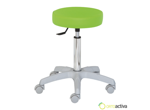 TABURETE GIRATORIO SIN RESPALDO, REGULABLE EN ALTURA A GAS, PEANA DE PVC 5 RUEDAS REF. 23122