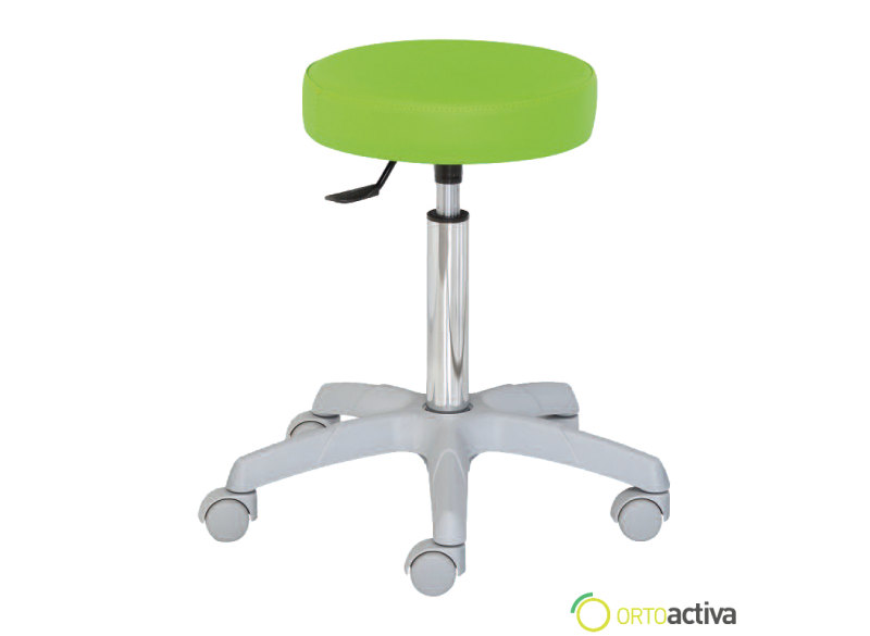 TABURETE GIRATORIO SIN RESPALDO, REGULABLE EN ALTURA A GAS, PEANA DE PVC 5 RUEDAS REF. 23122