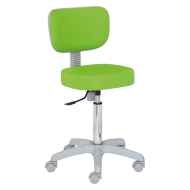 TABURETE GIRATORIO BAJO, TAPIZADO, REGULABLE EN ALTURA A GAS, RESPALDO REGULABLE, PEANA DE PVC 5 RUEDAS REF. 23119