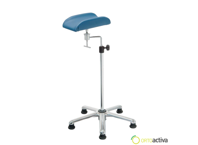 SOPORTE BRAZO, CON ROTULA, ACERO CROMADO, TEJA TAPIZADA EN SKAY, REGULABLE EN ALTURA, PEANA DE ALUMININO REF. 22100