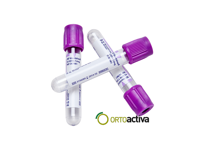 TUBO VACUTAINER EDTA K2 13 x 100 6 ml. PLASTICO LILA (100 unid.) REF. 367864 